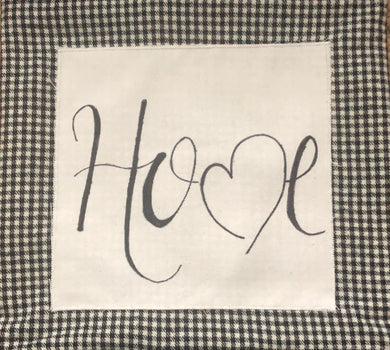 Pillow Cover Handmade Home Pillow Cover (black/white houndstooth boarder with natural canvas and handwritten black ink Home design). Approximately 13” (h) x 14” (w) Insert not included!